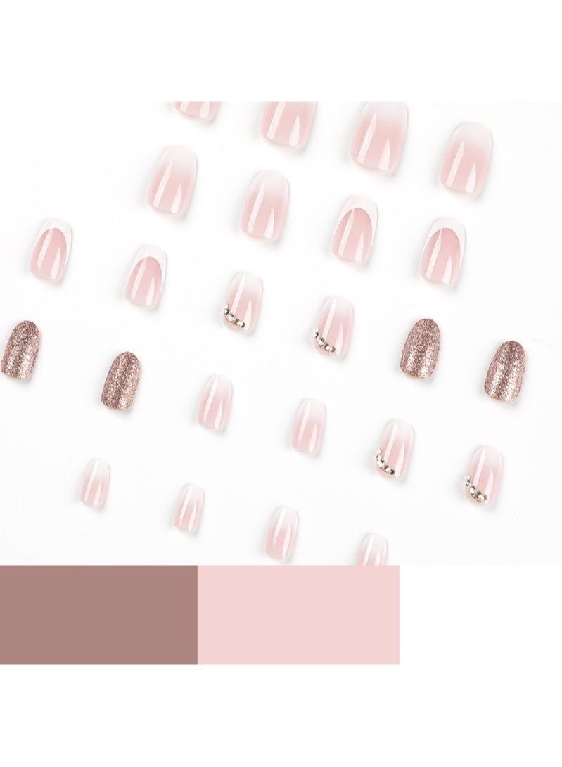Generic Glitter Short Fake Nails 24Pcs  - Image 3
