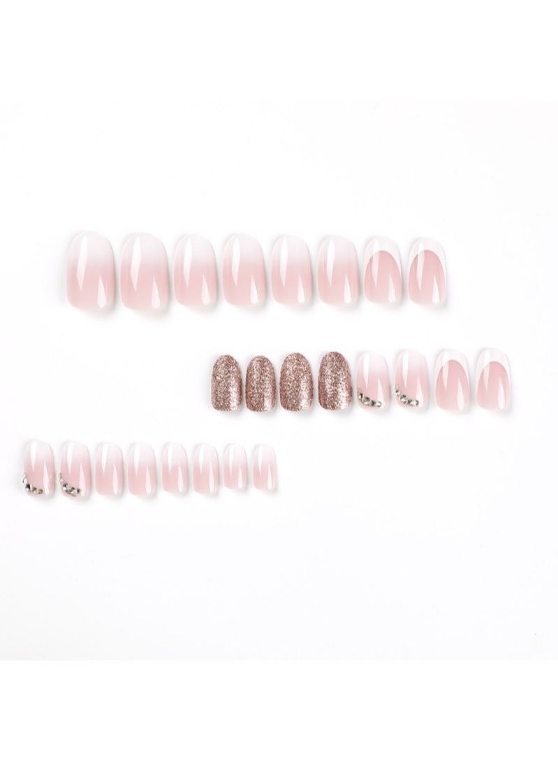 Generic Glitter Short Fake Nails 24Pcs  - Image 4