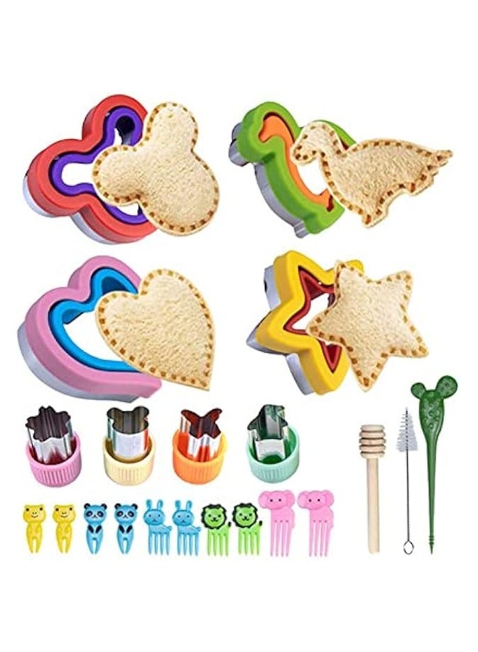 Green Tiger 21 Pcs Sandwich Cookie Cutters Set, Dinosaur,Heart,Star,Mickey Sandwich Knife Cookie Knife Vegetable Cutter Food Grade Cookie Mould - Image 1