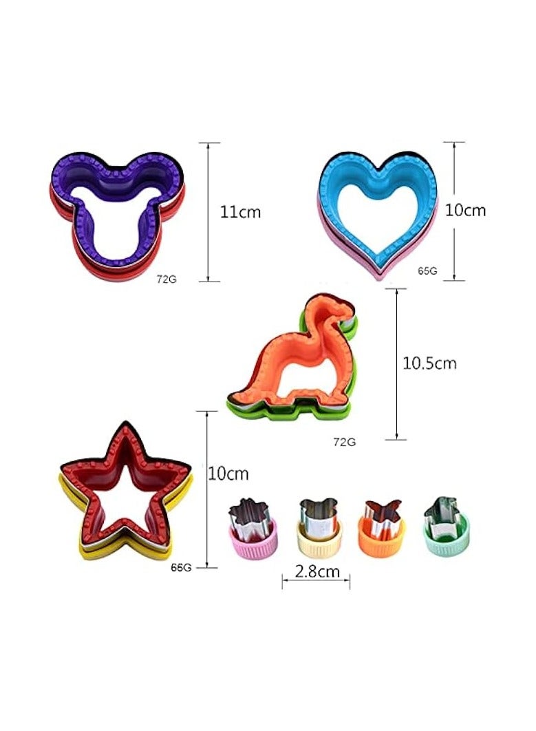 Green Tiger 21 Pcs Sandwich Cookie Cutters Set, Dinosaur,Heart,Star,Mickey Sandwich Knife Cookie Knife Vegetable Cutter Food Grade Cookie Mould - Image 4