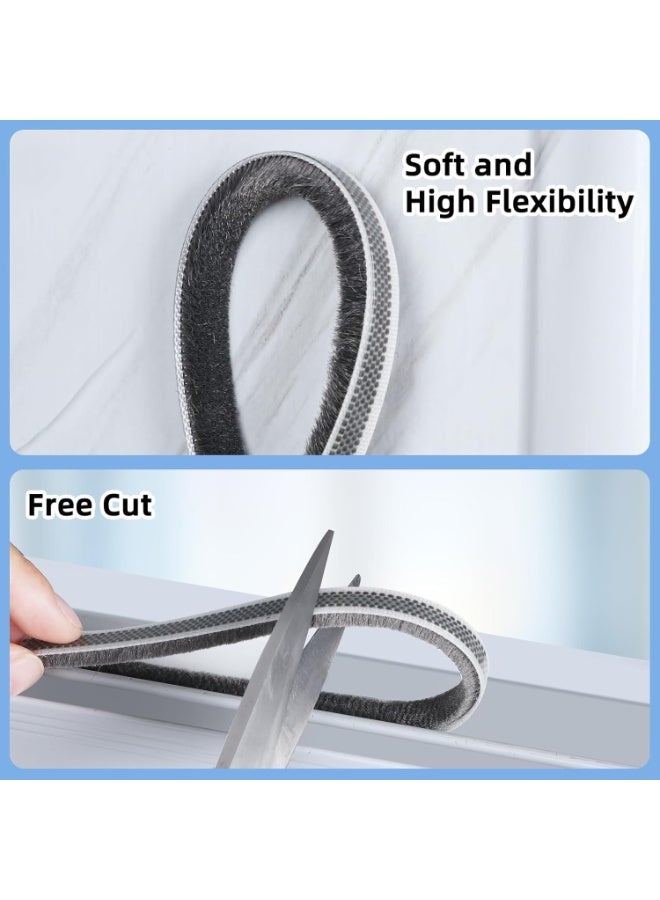 Door Seal Strip Brush 1.0mm x 1.0mm x 10m Felt Weather Stripping Winter Weather Stripping for Doors and Windows, 1 Piece, Grey - Image 5