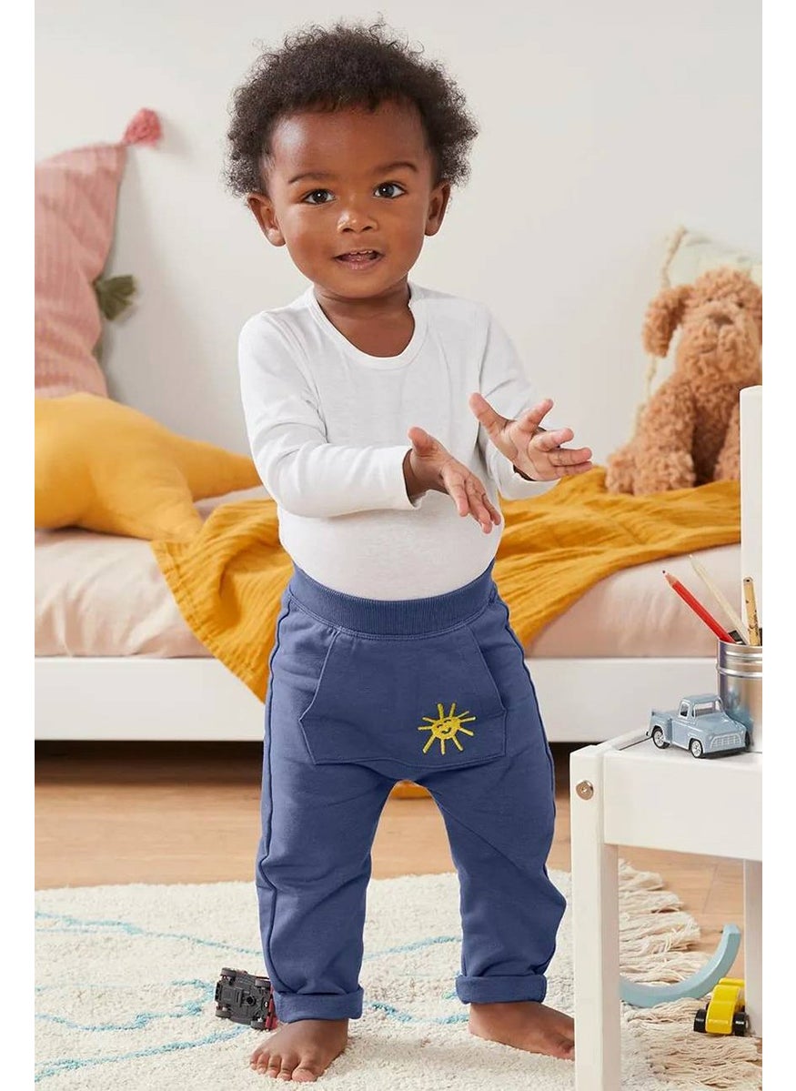 Tchibo Toddler Boys 2 Pcs Striped Pull On Sweatpants, Blue and Yellow  - Image 1