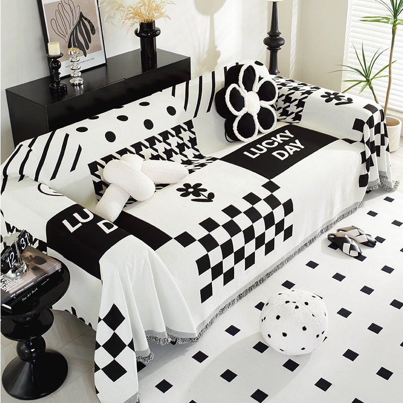 Chenille Sofa Cover Elegant Full Wrap Universal Four-Season Anti-Scratch Pad Happy Time