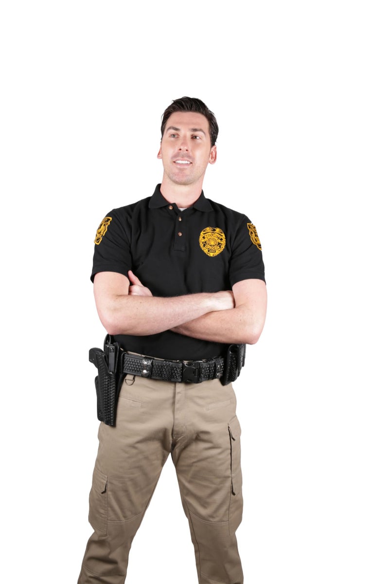 First Class Poly Cotton Security Polo Shirts Black (Medium, Short Sleeve Gold) - Image 5