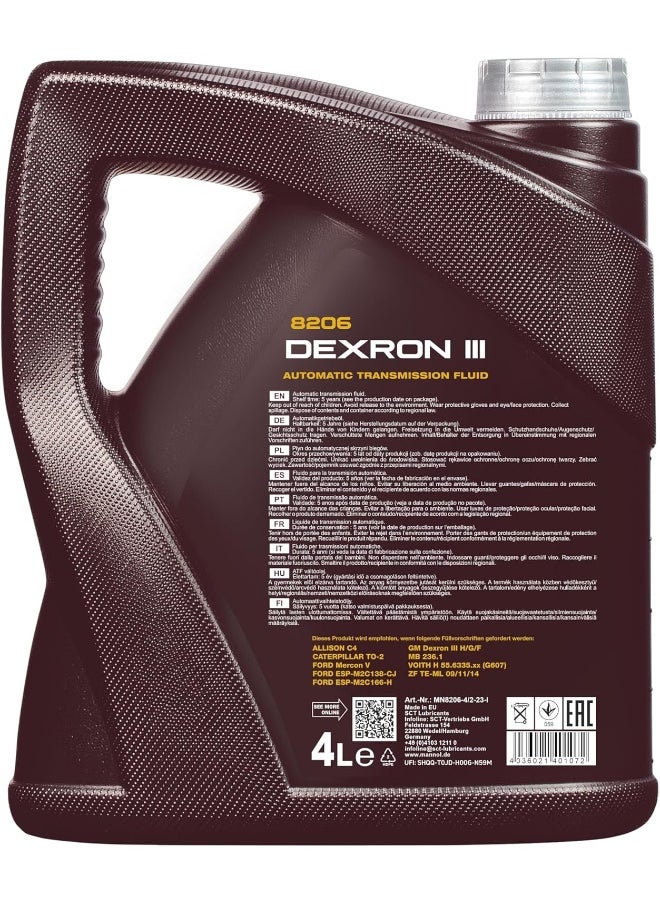 MANNOL MANNOL 8206 - O.E.M Dexron III 3 Gear Oil Automatic Transmission Fluid ATF Oil Power Steering Automatic Cars Gear Boxes- 4L German Oil  - Image 2