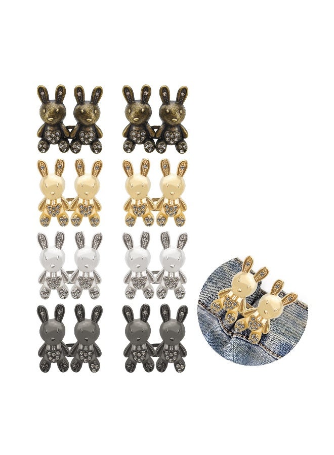 8 Pairs Cute Rabbit Jeans Button Pins, No Sewing, Detachable Waist Body Fit Tighten Buckles Adjustment Instant, for Women and Girls Skirt Pant Jeans, Perfect Girl's Gifts for Women Skirt Pant Jeans - Image 1