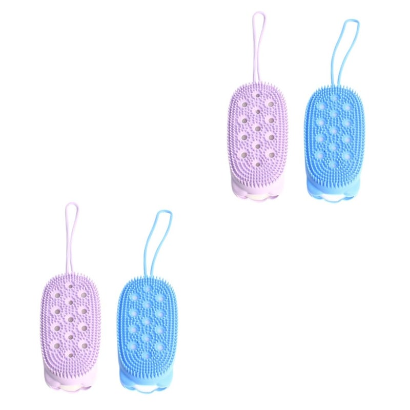 فرشاة الاستحمام ذات الوجهين للتقشير وإسفنجة التدليك 25 × 7 × 5 سم عبوة من قطعتين للاستخدام العائلي - Image 2