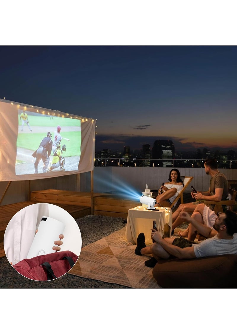 Beauenty - Mini Projector with WIFI 6 and Bluetooth, 4K 1080P Support Portable Projector 180° Rotatable 130'' Screen Movie Projector Auto Keystone Compatible for Laptop, PC, Smartphone (White) - Image 1