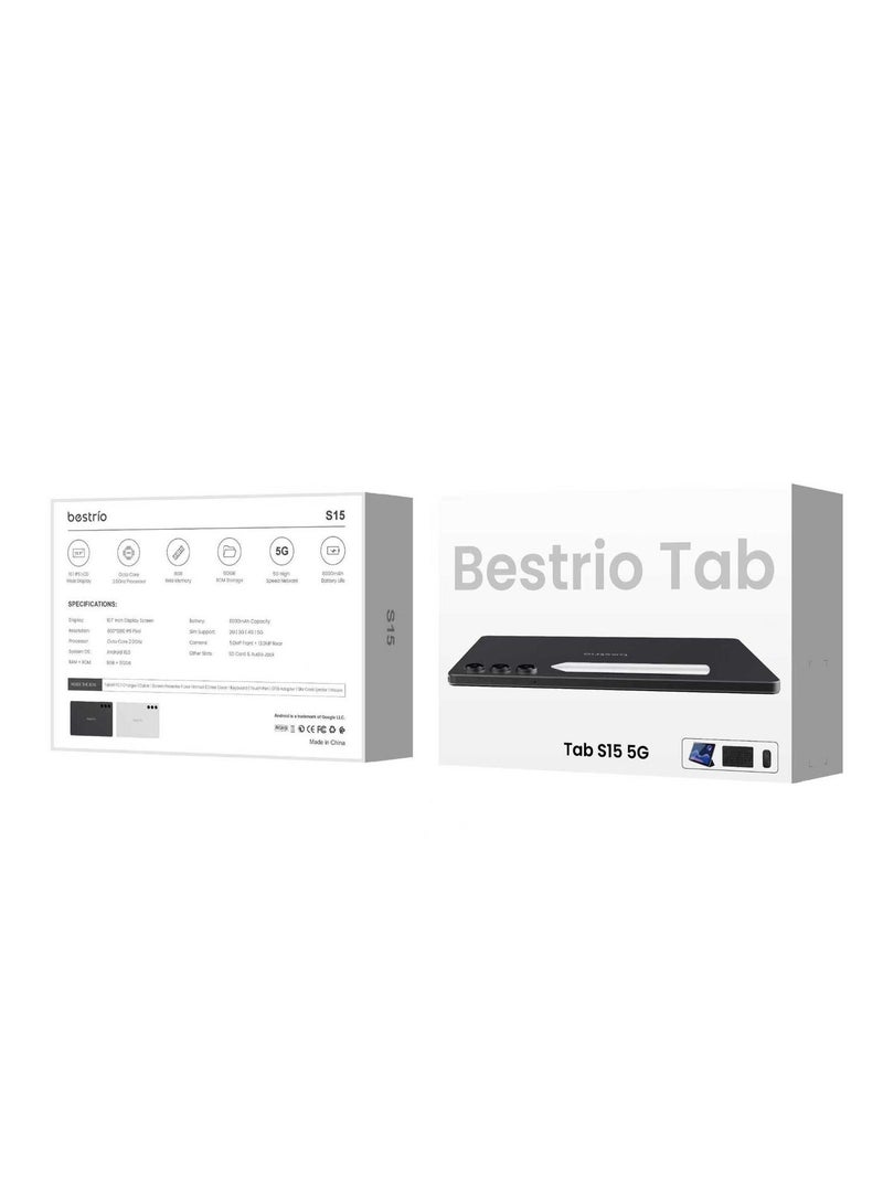 Bestrio S15 5G Tablet PC – 10.1" HD Display, 8GB RAM, 512GB ROM, Octa-Core Android 16 Tablet with Dual SIM & 6000mAh Battery - Image 1