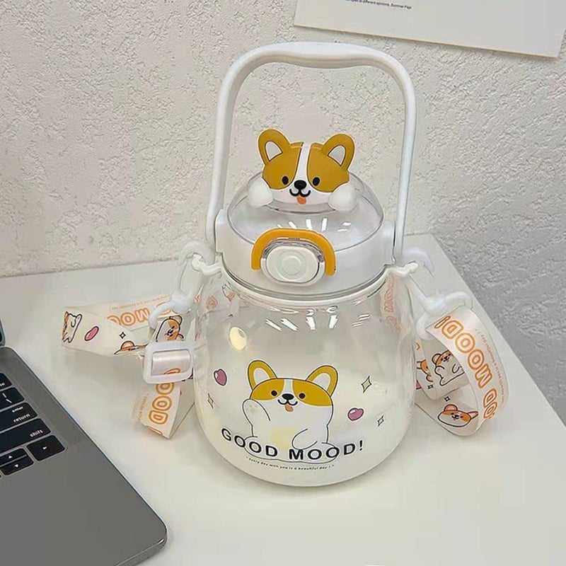 bosig Kawaii Bear Straw Bottle Cute Water Bottles with Kawaii Stickers LeakProof Kawaii Bear Water Bottle for Girls School Office Travel - Image 1