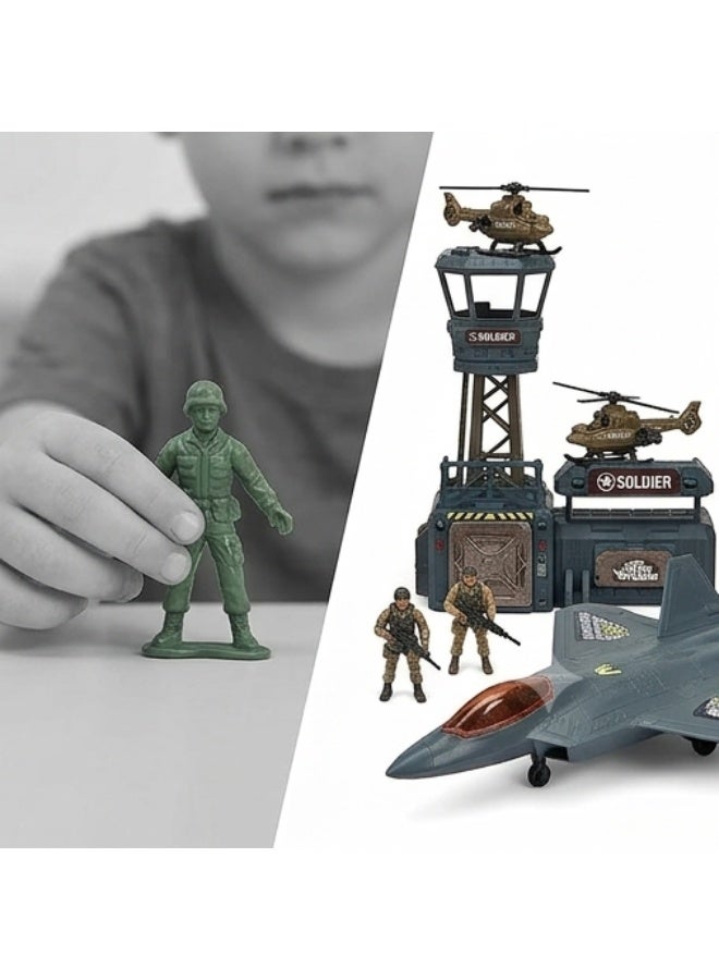 Soldier Force Stealth Combat Jet Playset with Military Base and Action Figures - Image 4