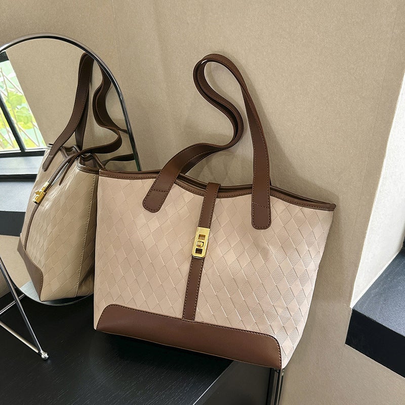 Western Style Texture Commuter Tote Bag 2023 New Large Capacity Casual Simple Fashion Women'S Bag Shoulder Handbag Bag - Image 1