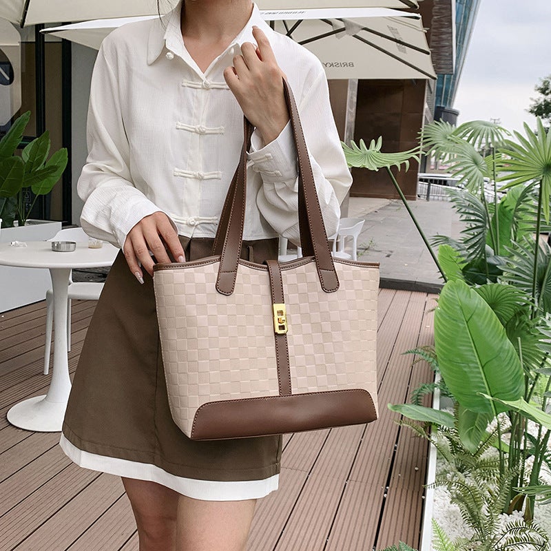 Western Style Texture Commuter Tote Bag 2023 New Large Capacity Casual Simple Fashion Women'S Bag Shoulder Handbag Bag - Image 3