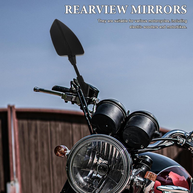 Universal Motorcycle Side Mirrors 2pcs Replacement For Scooter Handlebars Black - Image 5