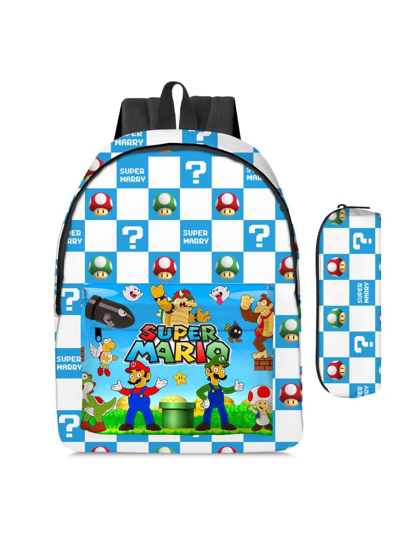 2 Pcs Super Mario School Backpack And Pencil Case Multicolour Made In China  - Image 1