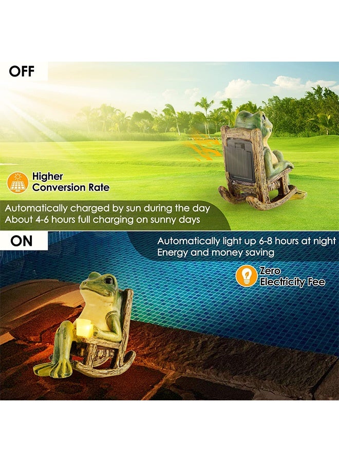 Peachjoy Miniature Frog Garden Statue Mom Gifts Home Decorations Fairy Garden Accessories Outdoor Lights Solar Garden Frog Decor Art Housewarming Gift for Patio,Yard,Lawn Ornament,3.89"x2.36"x3.93 - Image 3