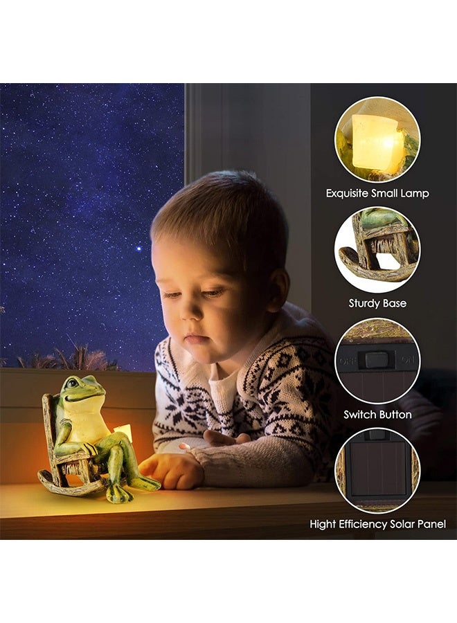 Peachjoy Miniature Frog Garden Statue Mom Gifts Home Decorations Fairy Garden Accessories Outdoor Lights Solar Garden Frog Decor Art Housewarming Gift for Patio,Yard,Lawn Ornament,3.89"x2.36"x3.93 - Image 5