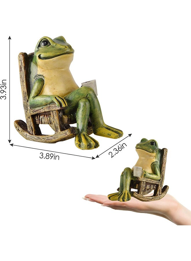 Peachjoy Miniature Frog Garden Statue Mom Gifts Home Decorations Fairy Garden Accessories Outdoor Lights Solar Garden Frog Decor Art Housewarming Gift for Patio,Yard,Lawn Ornament,3.89"x2.36"x3.93 - Image 2