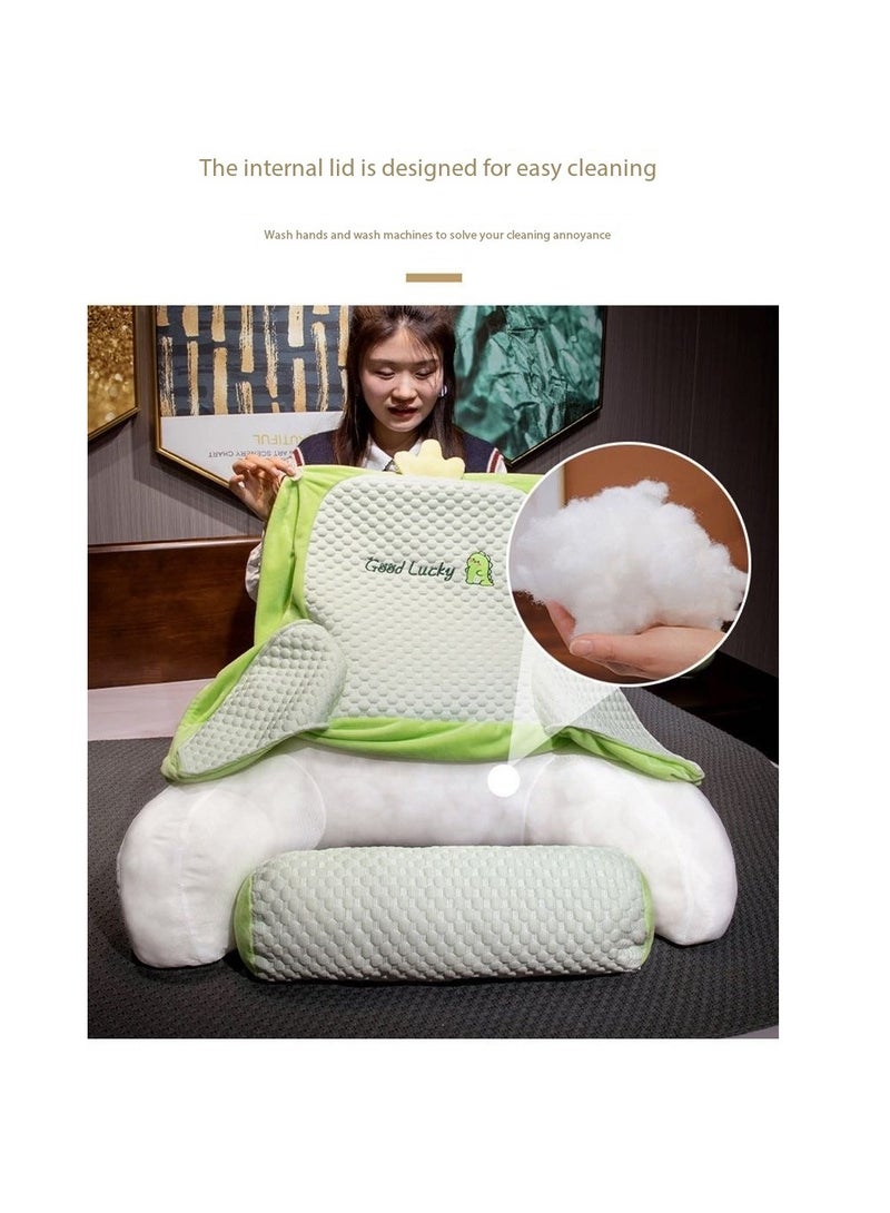 Reading Pillow with Detachable Neck Roll & Arms - Backrest Pillow Memory Foam Bed Rest, Ergonomic Lumbar Support, Removable Washable Cover - Large Ultra-Comfy Cushion for Reading, Watching TV, Gaming in Bed/Couch（Siberian Husky-75*50cm）  - Image 3