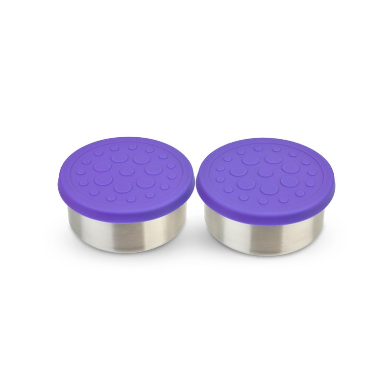 LunchBots 25 oz Stainless Steel Dressing Container for Condiments Dips Snacks Dipping Sauce Cups with Silicone Lid Fits in Lunch Bags and Bento Boxes Set of 2 Purple
