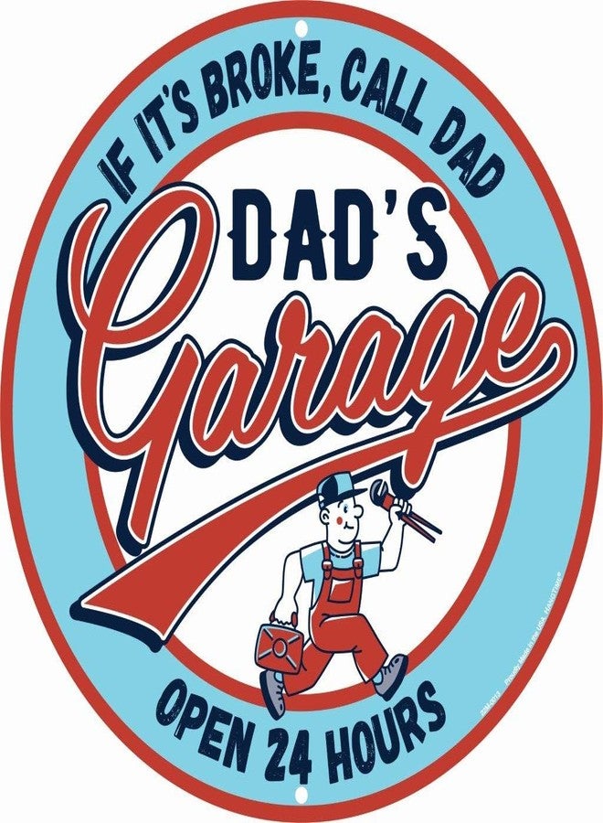 لافتة دائرية مقاس 12 بوصة تحمل عبارة "Hangtime Dad's Garage Nostalgia"