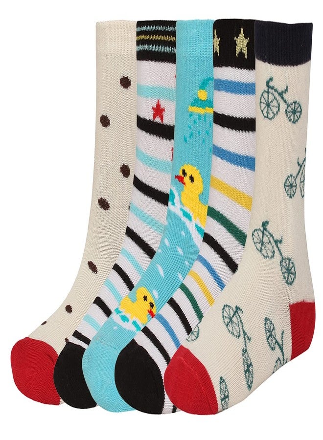 CREATURE Girls And Boys Printed Multicolored Cotton Socks CRE-KIDS-P5-106 (5-6 YEARS) - Image 1