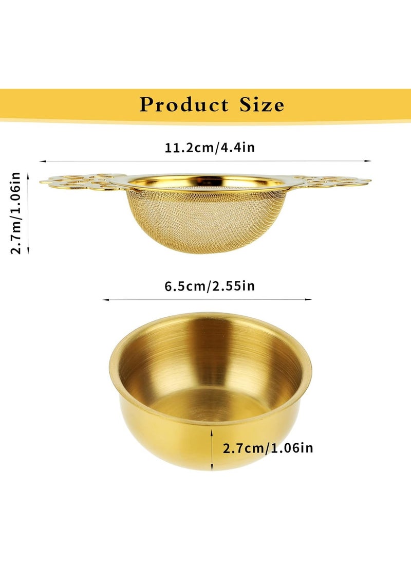 Oasisgalore 2Pcs Tea Strainer with Bowl, Small Fine Mesh Tea Strainers for Loose Tea, - Image 2
