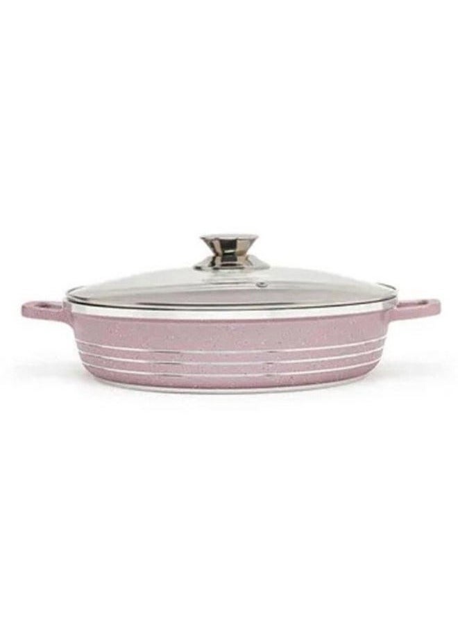 DESSINI DESSINI Ceramic Non Stick Shallow Cooking Pot With Glass Lid Purple 40cm - Image 1