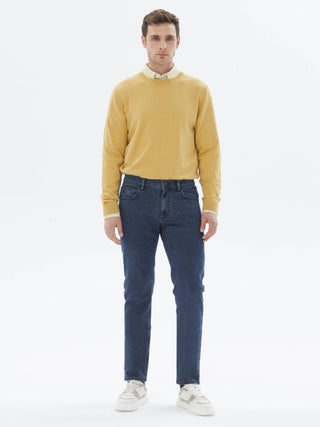 Navy Blue Slim Fit Denim Cotton Blend Trousers - pzsku/Z7B25457BD349D36C1E61Z/45/_/1728046527/13b50af7-fb21-44aa-8b79-810d8d27f5c4