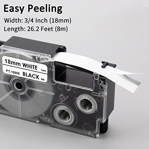 Pristar Compatible Label Tape Replacement for XR-18WE XR18WE for Casio Label Maker Tape 18mm 3/4" for Casio EZ Label Maker KL-750 KL-780 KL-7000 KL-7200 KL-120 KL-130 KL-820, Black on White, 3-Pack - Image 2