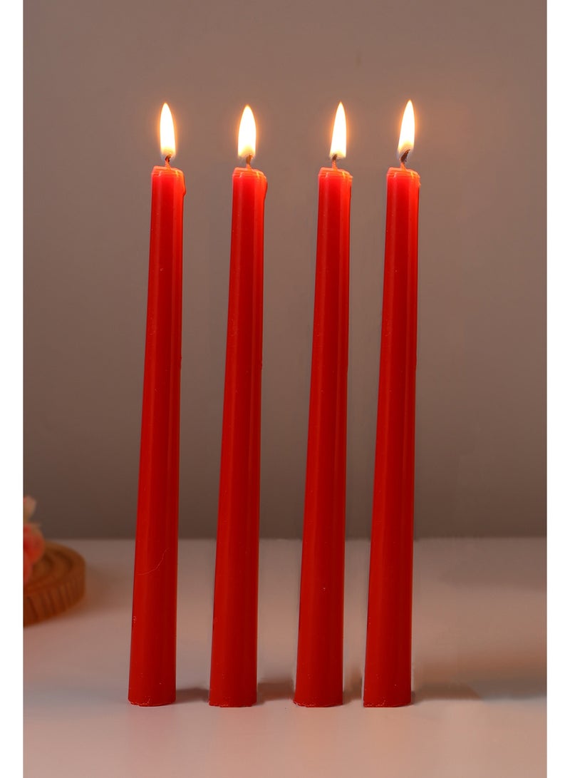 10 Inch Red Taper Candles, 4 Packs Unscented Candlesticks for Dinner, Wedding, Valentine’s Day and Home Decoration, Dripless and Smokeless, 8-10 Hours Burn - Image 5
