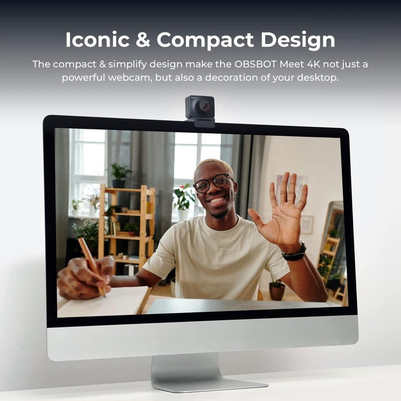 OBSBOT Meet 1080P 60FPS Webcam, Full HD Auto-Focus & AI-Powered Framing Computer Camera, Background Replacement, HDR, Adjustable FOV, Webcam for Conferencing, Video Calling, Live Sreaming, PC, Laptop - Image 4