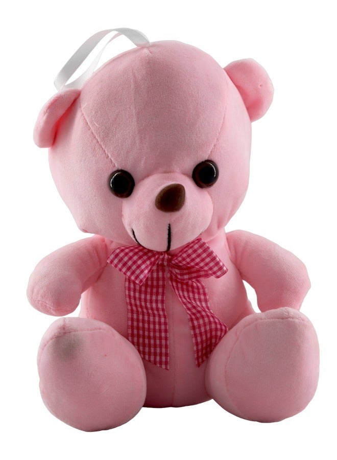 دمية دب ناعمة محشوة وغير سامة باللون الوردي (24 × 19 × 14 سم) - Image 1