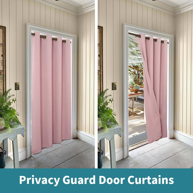 BGment بئسة ستارة الباب الوردي 80 بوصة لطول غرفة نوم المدخل خزانة ستارة الخصوصية الحرارية معزولة معزولة - Image 4