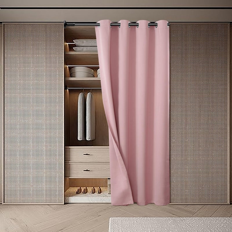 BGment بئسة ستارة الباب الوردي 80 بوصة لطول غرفة نوم المدخل خزانة ستارة الخصوصية الحرارية معزولة معزولة - Image 3