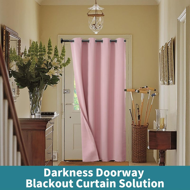 BGment بئسة ستارة الباب الوردي 80 بوصة لطول غرفة نوم المدخل خزانة ستارة الخصوصية الحرارية معزولة معزولة - Image 5