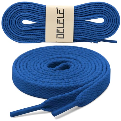 DELELE 2 Pair 47 inch Flat Shoe laces 5/16" Wide Shoelaces for Athletic Running Sneakers Shoes Boot Strings Sky Blue - Image 2
