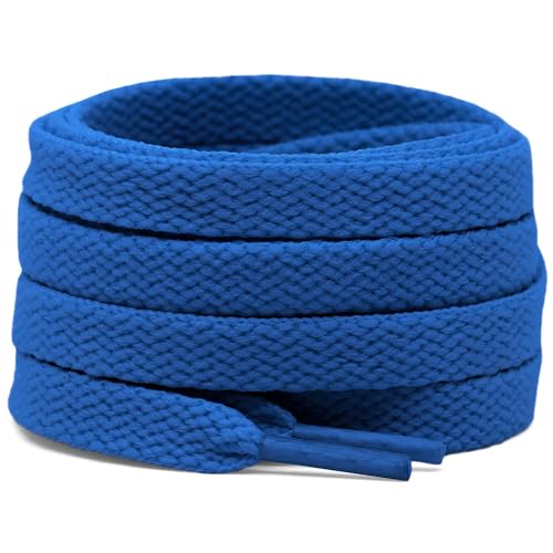 DELELE 2 Pair 47 inch Flat Shoe laces 5/16" Wide Shoelaces for Athletic Running Sneakers Shoes Boot Strings Sky Blue - Image 1