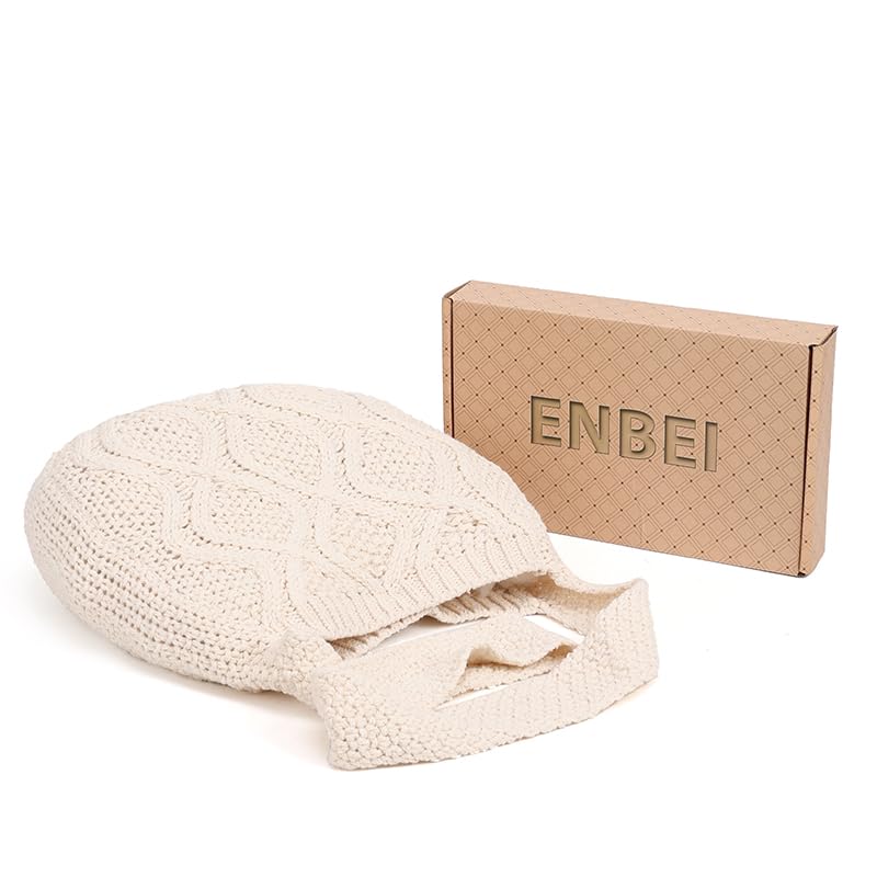 ENBEI Handmade Crochet Bag–Boho Chic Shoulder Bag, Aesthetic Kinted Bag,Cute Crossbody Bag,Perfect for Beach, Shopping or Daily Use – Stylish Durable(White) - Image 2