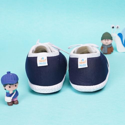 Neska Moda 6 To 12 Months Baby Boys & Baby Girls Cotton Lace Booties-(Blue)-BT2161 - Image 5