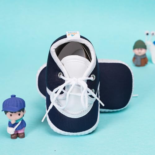 Neska Moda 6 To 12 Months Baby Boys & Baby Girls Cotton Lace Booties-(Blue)-BT2161 - Image 4