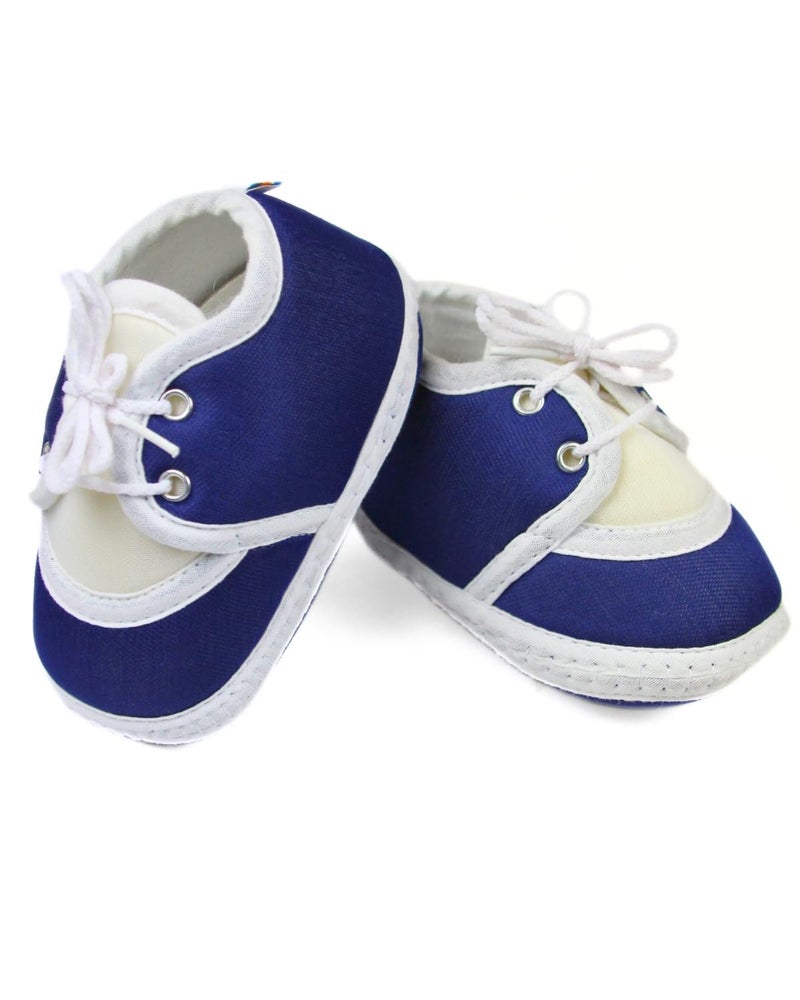 Neska Moda 6 To 12 Months Baby Boys & Baby Girls Cotton Lace Booties-(Blue)-BT2161 - Image 1