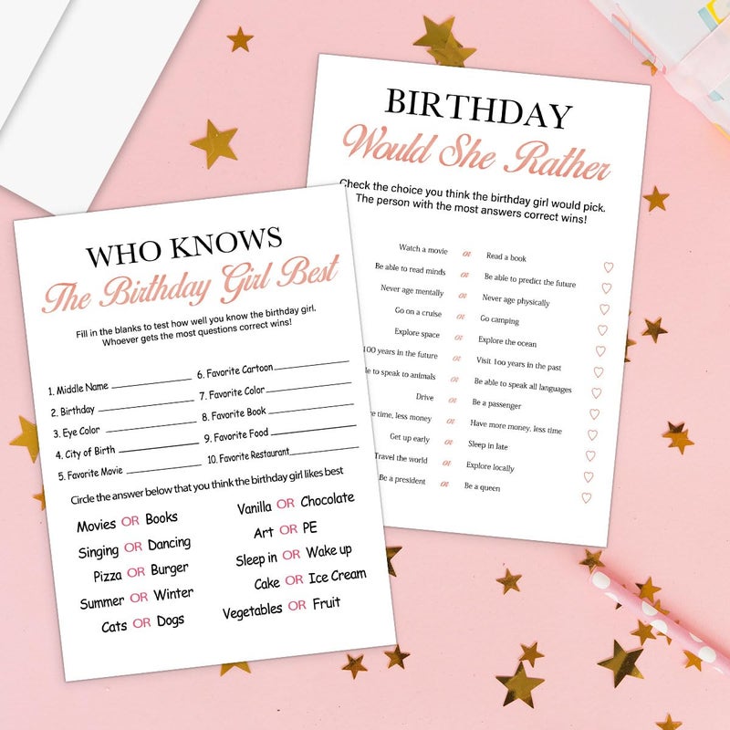 BirtDerr Birthday Party Decoration- Who Knows The Birthday Girl Best-Set of 2 Birthday supplies for 20 guests,Birthday Cards Set -20 Cards,Sweet Party Supplies - Image 5