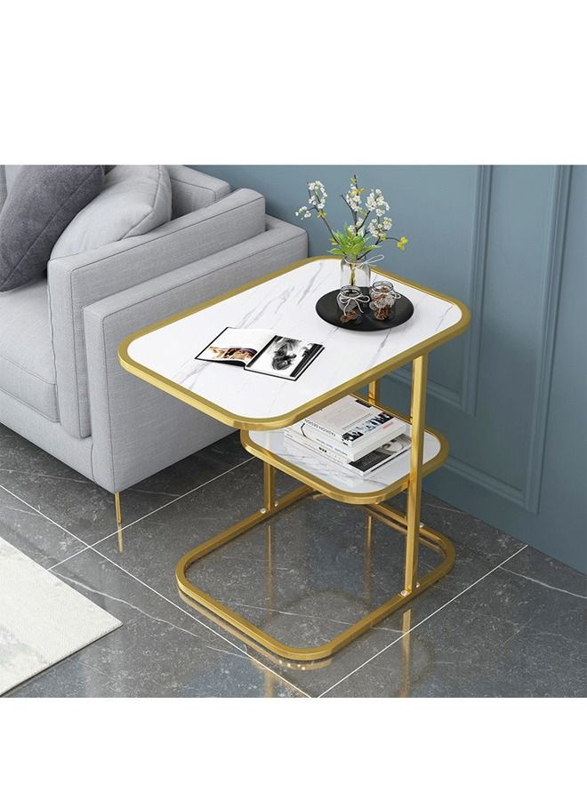 سي آند سي هوم 2-طبقات متعددة الأغراض الحديثة الفاخرة الإبداعية غرفة المعيشة سرير أريكة جانبية طاولة القهوة طاولة السرير طاولة السرير منضدة لغرفة المعيشة غرفة نوم أثاث المكاتب المنزلية 50x30x58 سم - Image 5