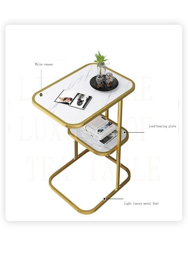 سي آند سي هوم 2-طبقات متعددة الأغراض الحديثة الفاخرة الإبداعية غرفة المعيشة سرير أريكة جانبية طاولة القهوة طاولة السرير طاولة السرير منضدة لغرفة المعيشة غرفة نوم أثاث المكاتب المنزلية 50x30x58 سم - Image 4