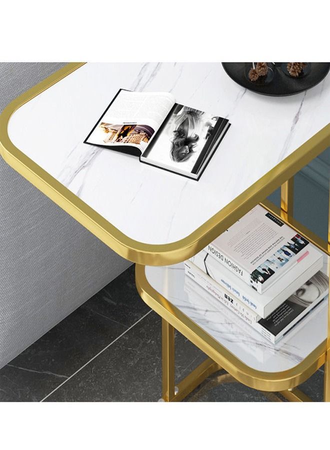 سي آند سي هوم 2-طبقات متعددة الأغراض الحديثة الفاخرة الإبداعية غرفة المعيشة سرير أريكة جانبية طاولة القهوة طاولة السرير طاولة السرير منضدة لغرفة المعيشة غرفة نوم أثاث المكاتب المنزلية 50x30x58 سم - Image 3