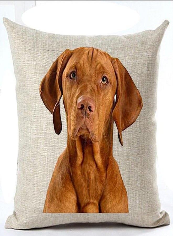 FELENIW Animal Pet Dog Beagle Dachshund Vizsla Throw Pillow Cover Cushion Case Cotton Linen Material Decorative 18" Square (6) - Image 1