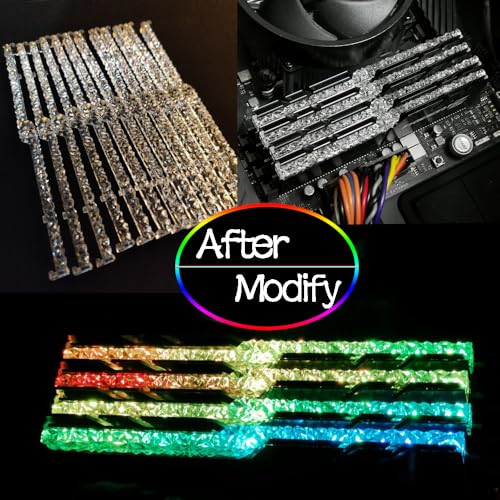 Hokeyio Memory RAM Light Guide Bar for G Skill Trident Z Neo/Trident Z RGB DDR4 | Change to Trindet Z Royal Series Lighting Effects | Improve Light Transmittance | Upgrade Kit (2 PCS) - Image 2