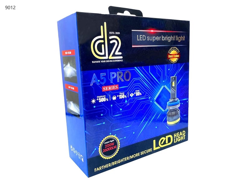 autofriend مصباح أمامي LED، 40000 لومن، 6000 كلفن أبيض بارد، مقاوم للماء IP67 (d2-A5Pro-200w-9012) - Image 2