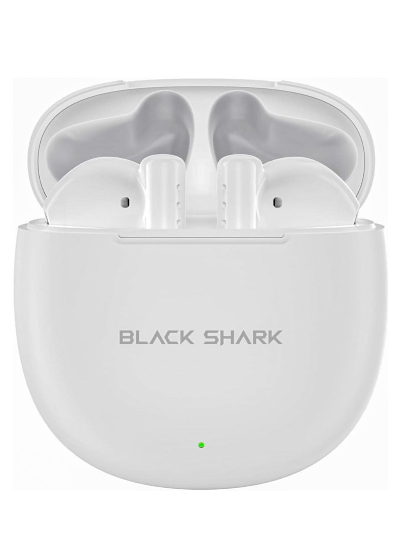 BLACK SHARK سماعة أذن بلوتوث لاسلكية بلاك شارك T9، تصميم خفيف الوزن، اتصال بلوتوث 5.3، وضع الألعاب منخفض الكمون، إلغاء الضوضاء النشط، عمر بطارية 40 ساعة ومقاومة للماء IPX4 - أبيض - Image 1